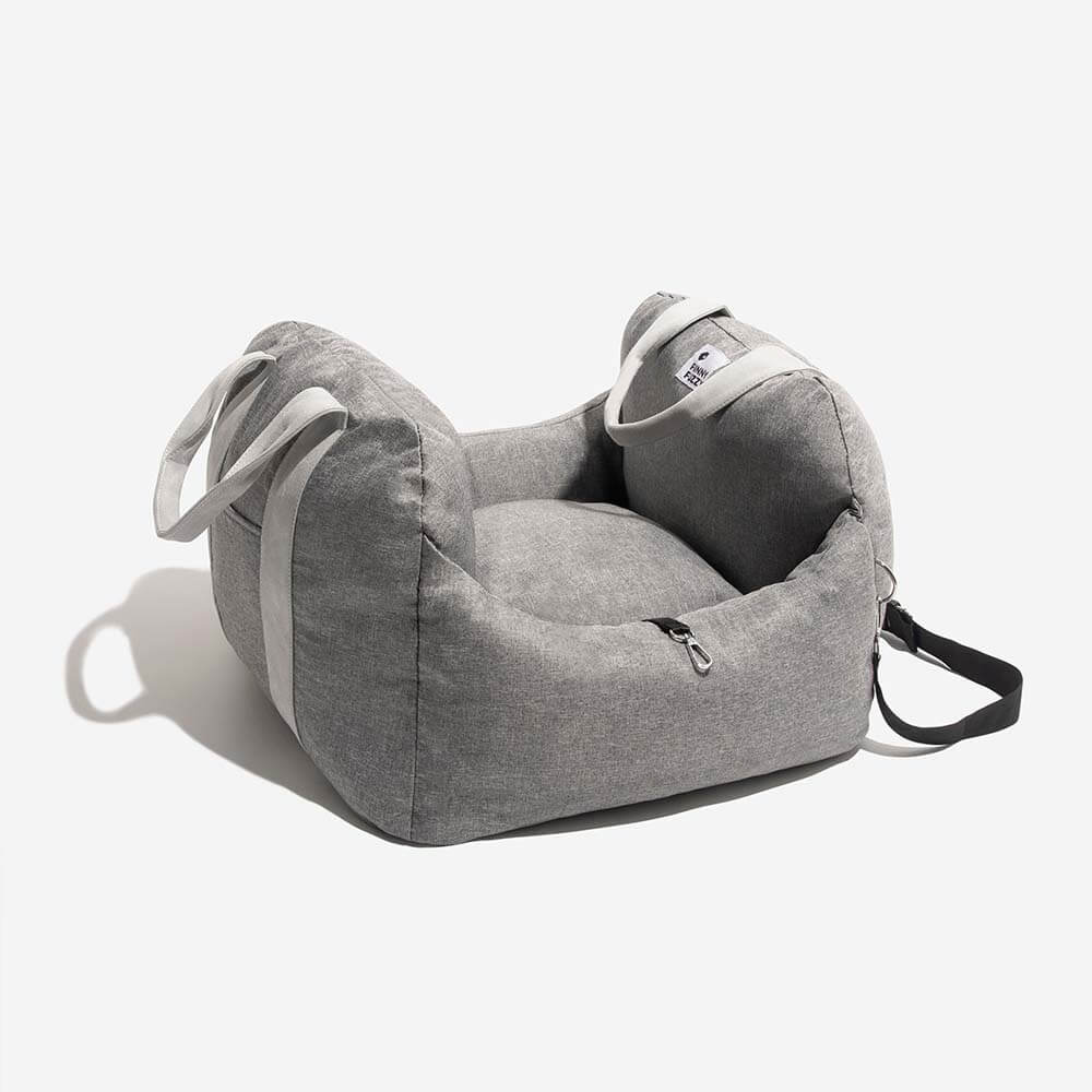 Pet Car Seat Bed Adjustable Safety Straps Reversible Cushion