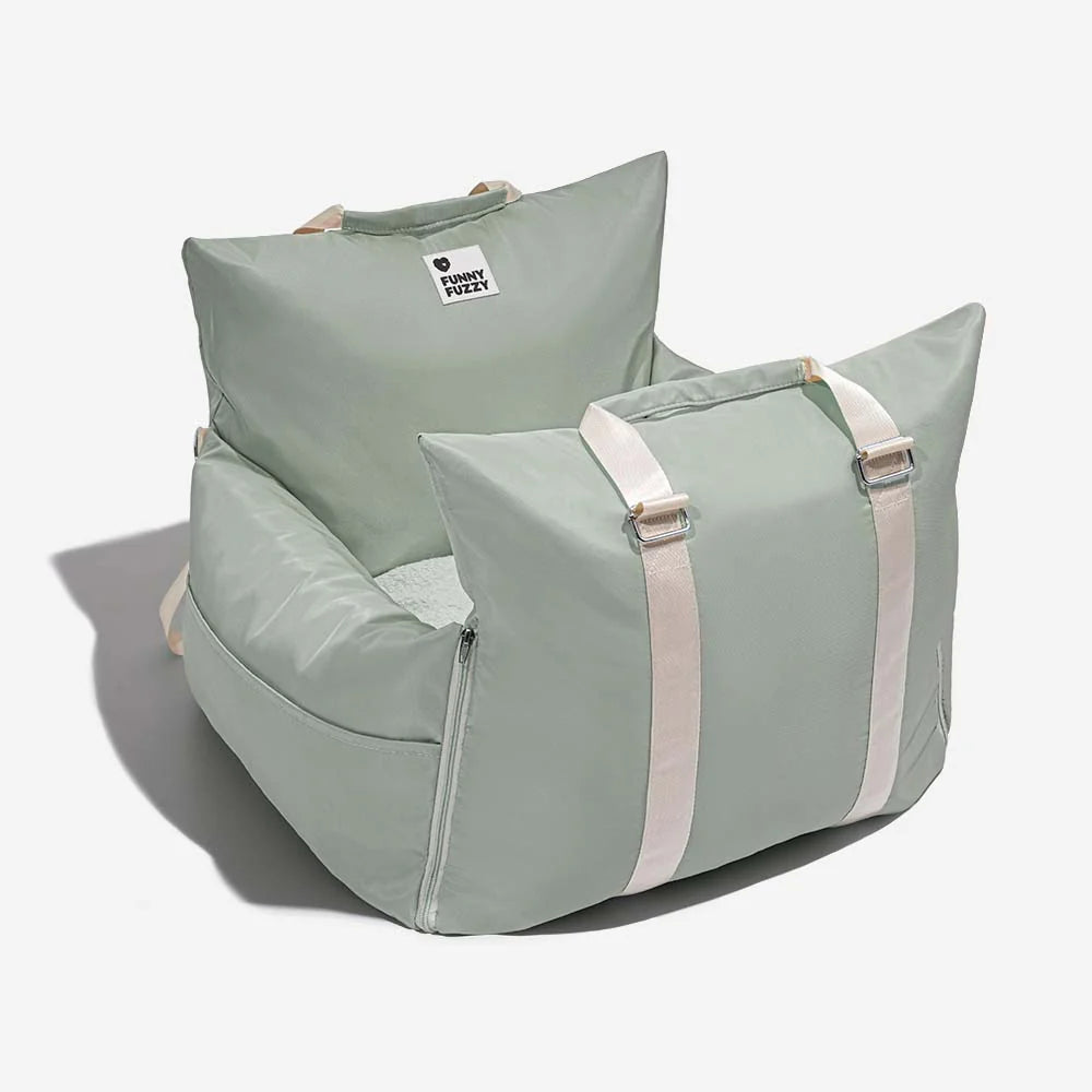 Pet Car Seat Bed Adjustable Safety Straps Reversible Cushion