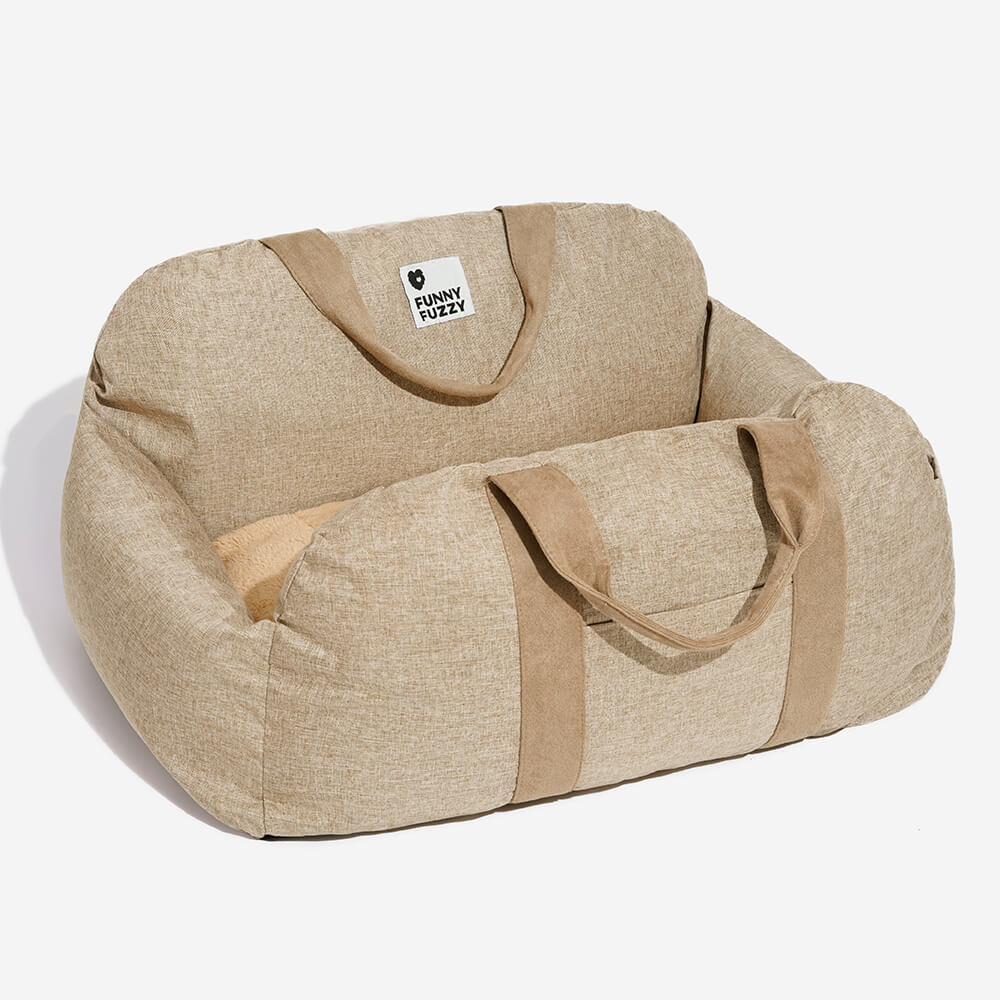 Pet Car Seat Bed Adjustable Safety Straps Reversible Cushion