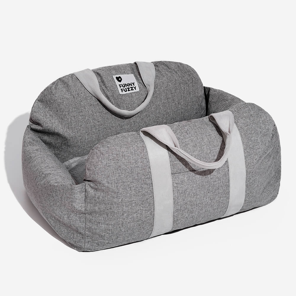 Pet Car Seat Bed Adjustable Safety Straps Reversible Cushion