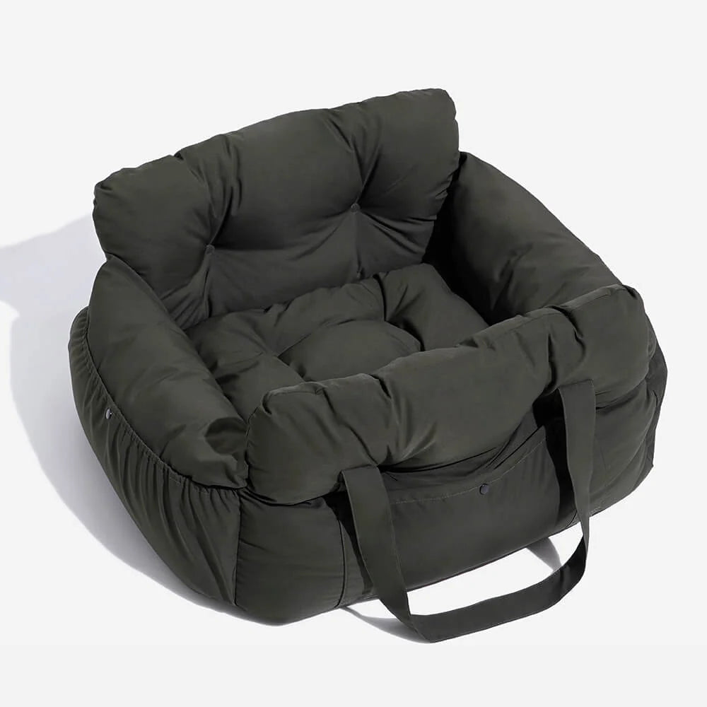 Pet Car Seat Bed Adjustable Safety Straps Reversible Cushion