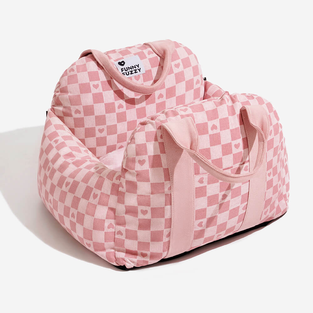Pet Car Seat Bed Adjustable Safety Straps Reversible Cushion