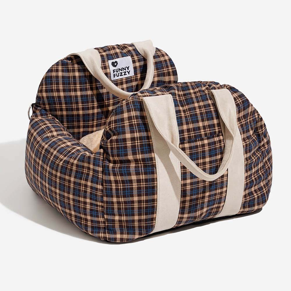 Pet Car Seat Bed Adjustable Safety Straps Reversible Cushion