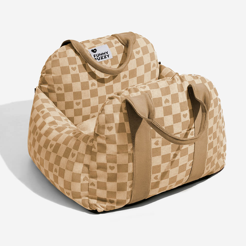 Pet Car Seat Bed Adjustable Safety Straps Reversible Cushion