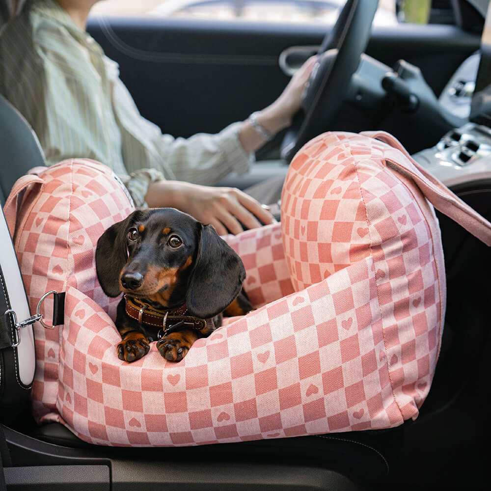 Pet Car Seat Bed Adjustable Safety Straps Reversible Cushion