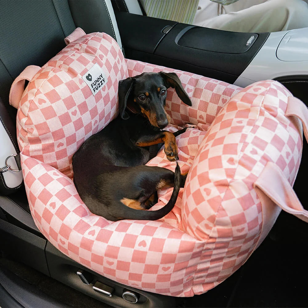Pet Car Seat Bed Adjustable Safety Straps Reversible Cushion