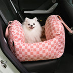 Pet Car Seat Bed Adjustable Safety Straps Reversible Cushion