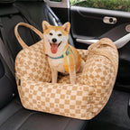 Pet Car Seat Bed Adjustable Safety Straps Reversible Cushion