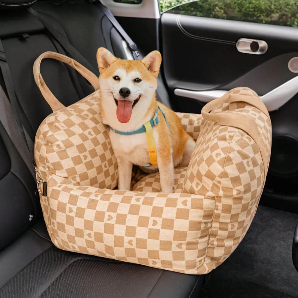 Pet Car Seat Bed Adjustable Safety Straps Reversible Cushion