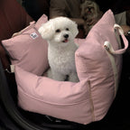 Pet Car Seat Bed Adjustable Safety Straps Reversible Cushion