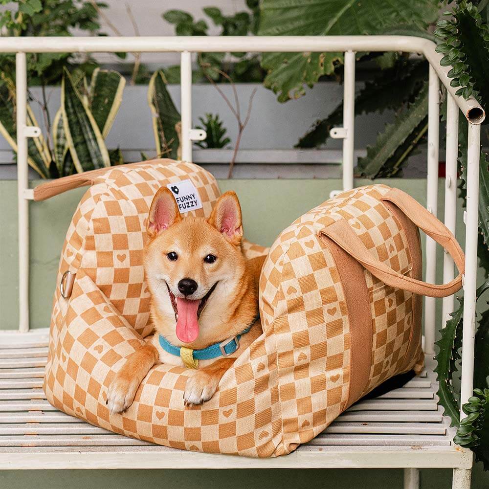 Pet Car Seat Bed Adjustable Safety Straps Reversible Cushion