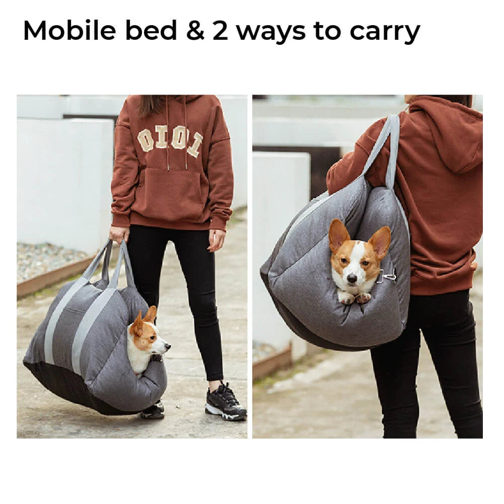Pet Car Seat Bed Adjustable Safety Straps Reversible Cushion