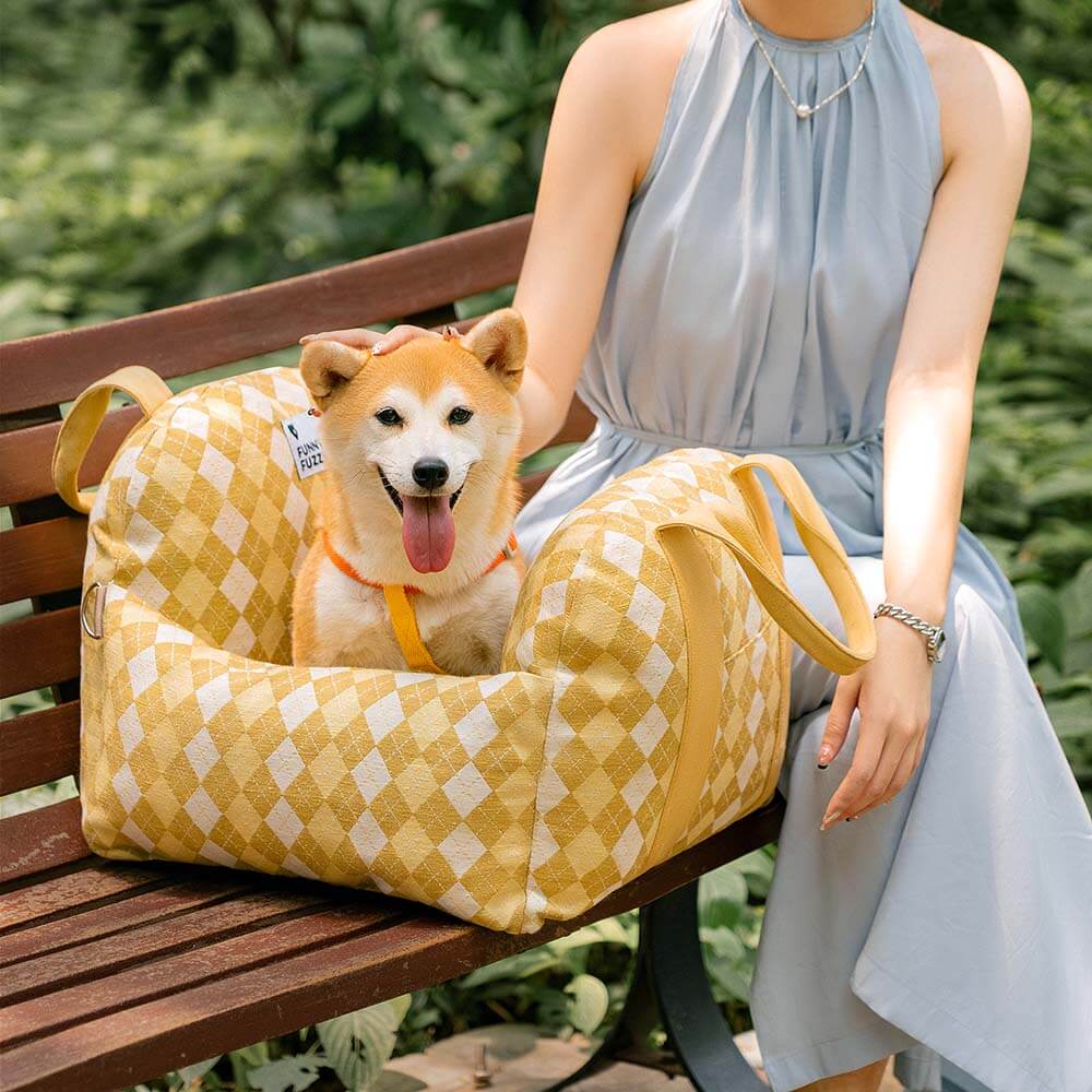Pet Car Seat Bed Adjustable Safety Straps Reversible Cushion