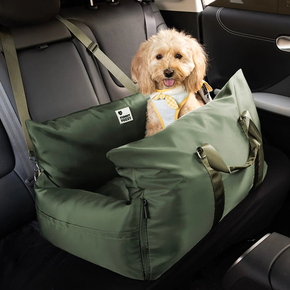 Pet Car Seat Bed Adjustable Safety Straps Reversible Cushion