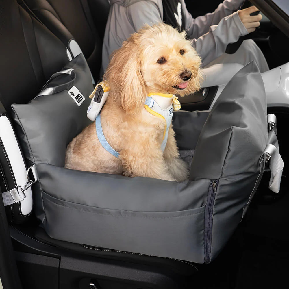 Pet Car Seat Bed Adjustable Safety Straps Reversible Cushion