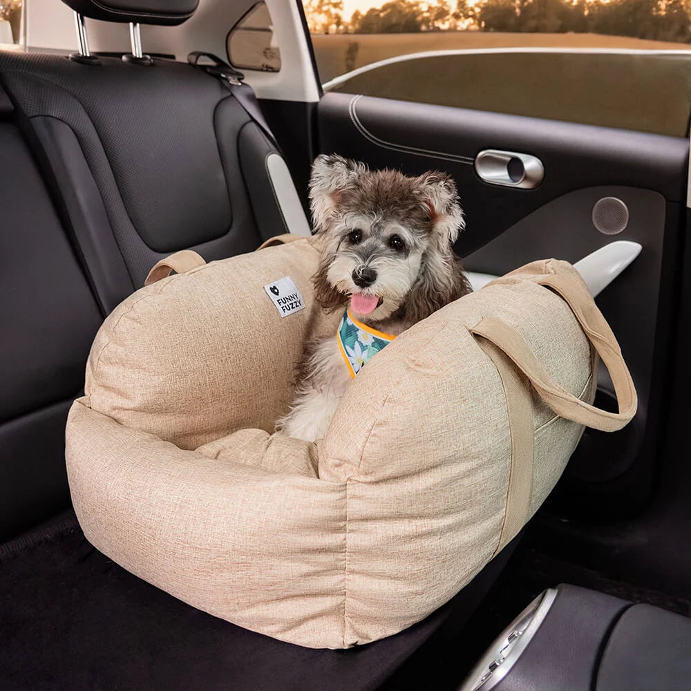 Pet Car Seat Bed Adjustable Safety Straps Reversible Cushion