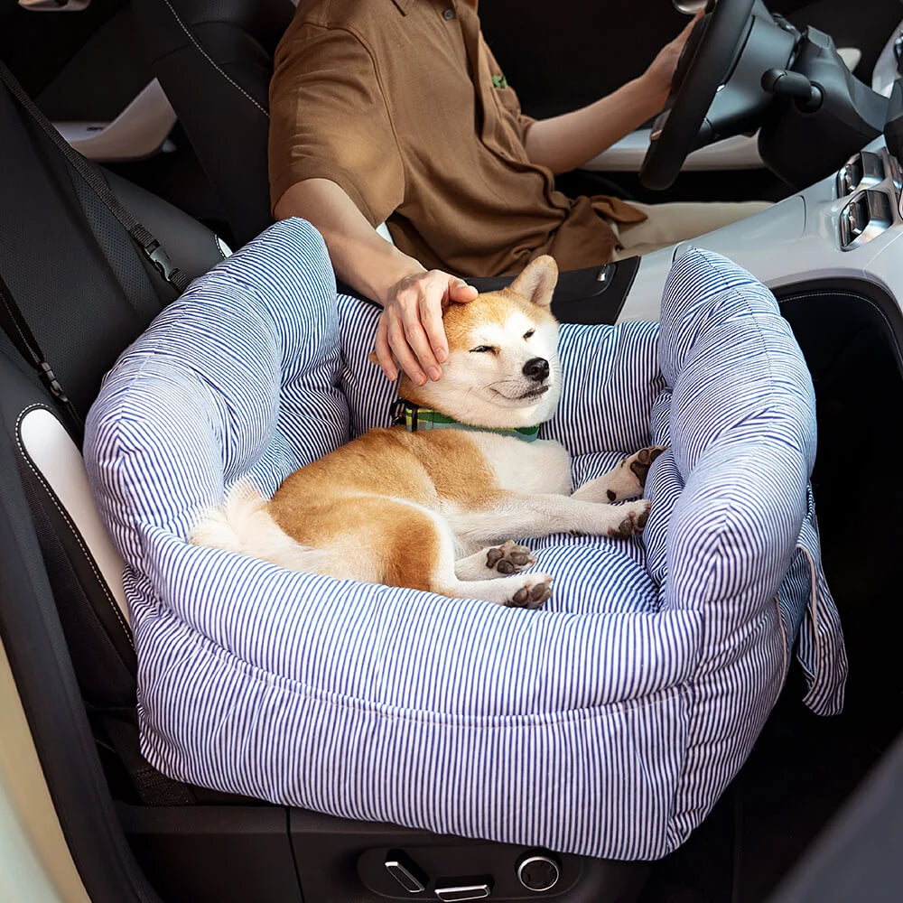 Pet Car Seat Bed Adjustable Safety Straps Reversible Cushion