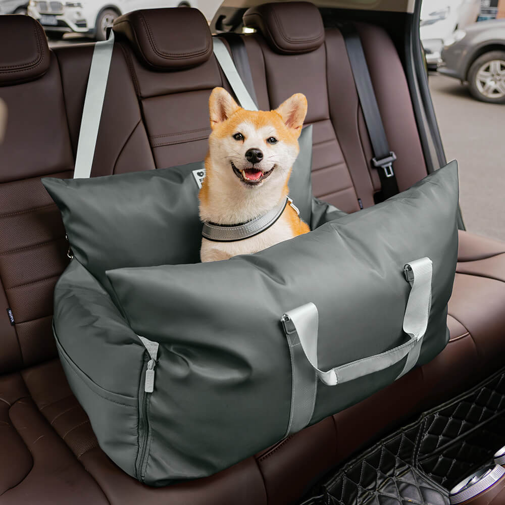 Pet Car Seat Bed Adjustable Safety Straps Reversible Cushion