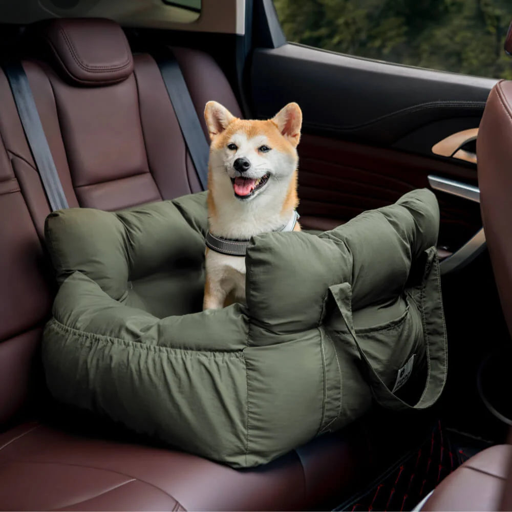 Pet Car Seat Bed Adjustable Safety Straps Reversible Cushion