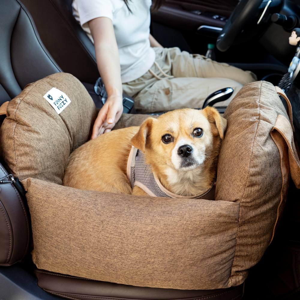 Pet Car Seat Bed Adjustable Safety Straps Reversible Cushion