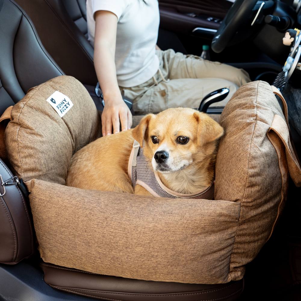 Pet Car Seat Bed Adjustable Safety Straps Reversible Cushion
