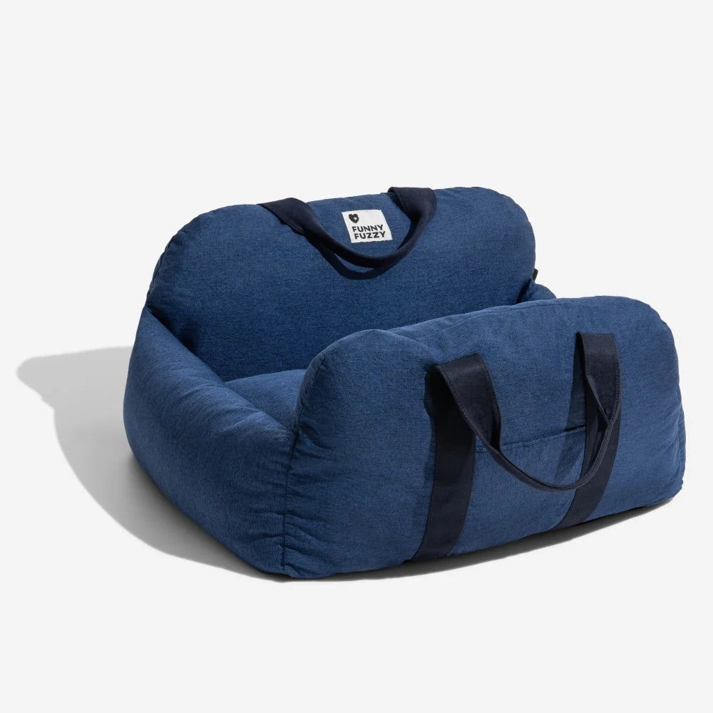 Pet Car Seat Bed Adjustable Safety Straps Reversible Cushion