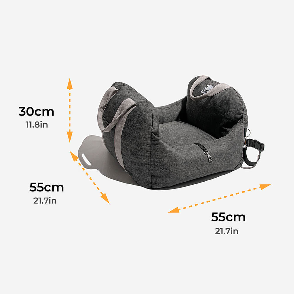 Pet Car Seat Bed Adjustable Safety Straps Reversible Cushion