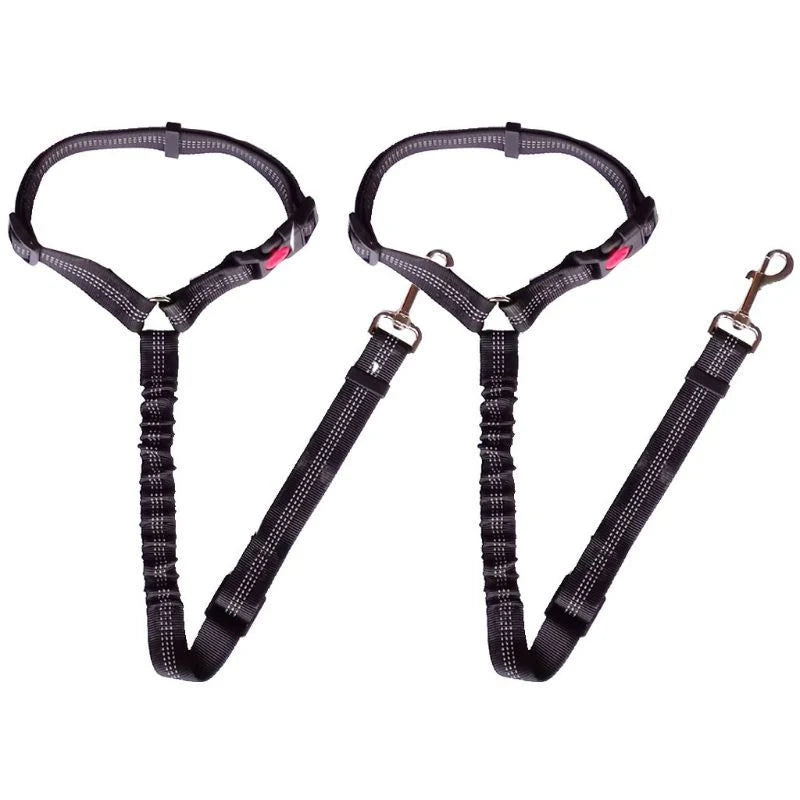 Pet Car Seat Belt Elastic Shock-Absorbing Adjustable & Reflective
