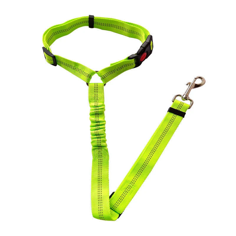 Pet Car Seat Belt Elastic Shock-Absorbing Adjustable & Reflective