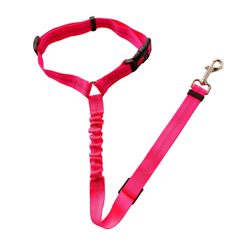 Pet Car Seat Belt Elastic Shock-Absorbing Adjustable & Reflective