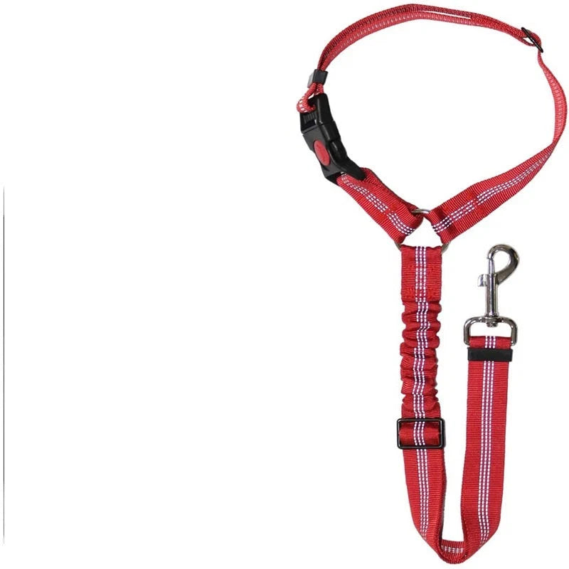 Pet Car Seat Belt Elastic Shock-Absorbing Adjustable & Reflective