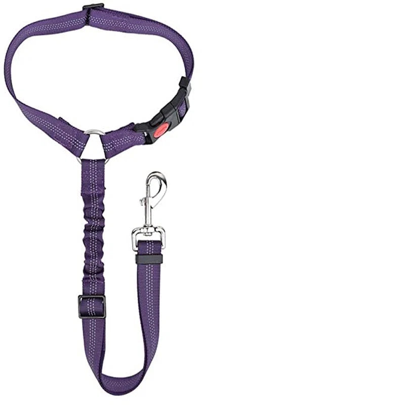 Pet Car Seat Belt Elastic Shock-Absorbing Adjustable & Reflective