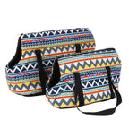 Pet Carrier Bag Retro Striped Canvas Adjustable Strap