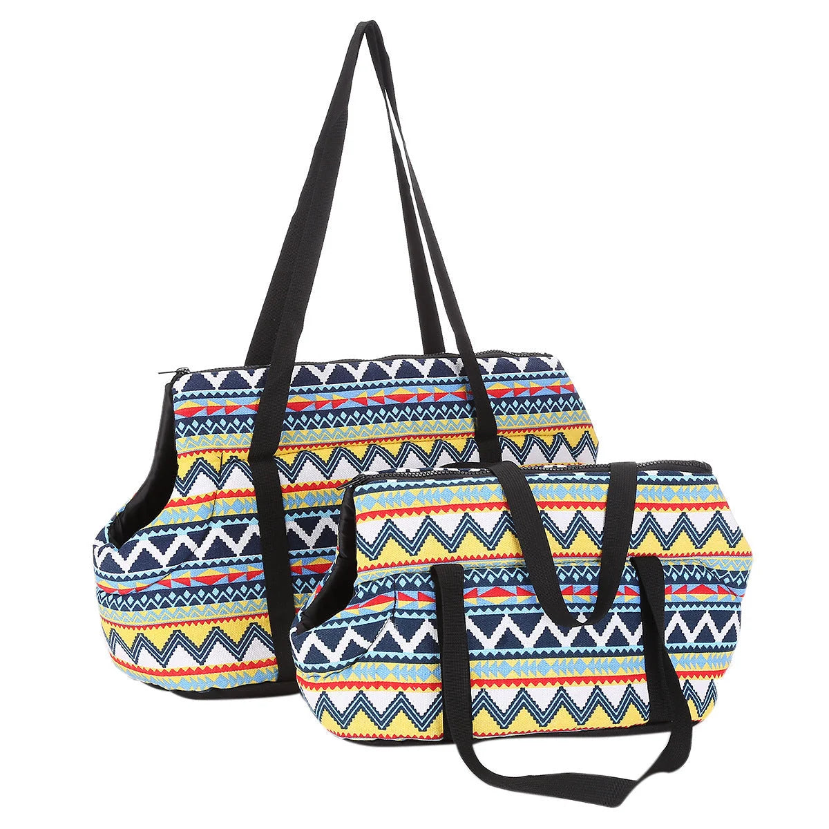 Pet Carrier Bag Retro Striped Canvas Adjustable Strap