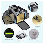 Pet Carrier Expandable 4-Way Mesh Windows & Reflective Tape