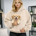 Pet Carrier Hoodie Hands-Free Front Pouch Plush Machine Washable