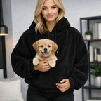 Pet Carrier Hoodie Hands-Free Front Pouch Plush Machine Washable