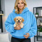 Pet Carrier Hoodie Hands-Free Front Pouch Plush Machine Washable