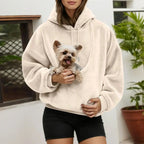 Pet Carrier Hoodie Hands-Free Plush-Lined Front Pouch