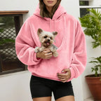 Pet Carrier Hoodie Hands-Free Plush-Lined Front Pouch