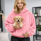 Pet Carrier Hoodie Plush Front Pouch Hands-Free