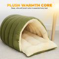 Pet Cave Bed Hooded Corduroy & Plush Fleece