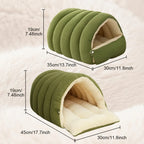 Pet Cave Bed Hooded Corduroy & Plush Fleece