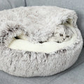 Pet Cave Bed Plush Half-Covered Wide Opening