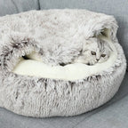Pet Cave Bed Plush Half-Covered Wide Opening