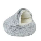 Pet Cave Bed Plush Half-Covered Wide Opening