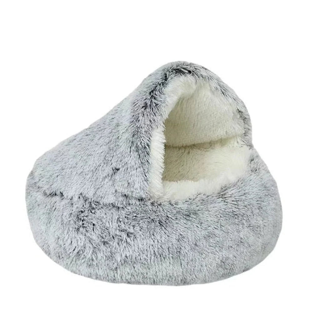 Pet Cave Bed Plush Half-Covered Wide Opening