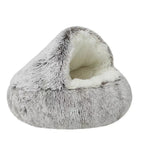 Pet Cave Bed Plush Half-Covered Wide Opening