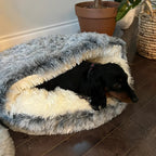Pet Cave Bed Plush Half-Covered Wide Opening