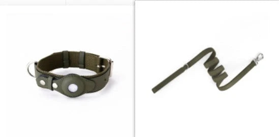 Pet Collar Leather & Fabric AirTag Pocket Adjustable Fit